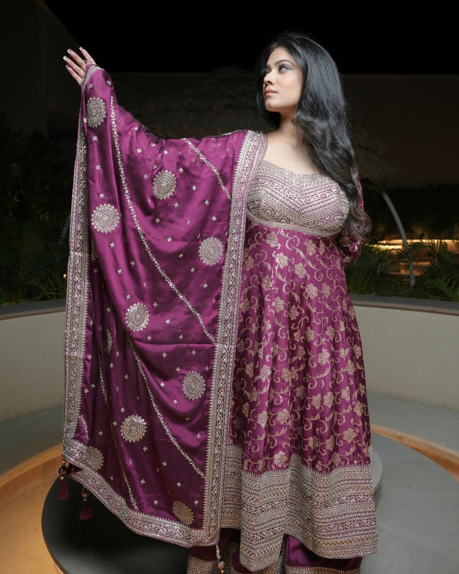 Pure Banarasi Meena fabric with heavy ghera