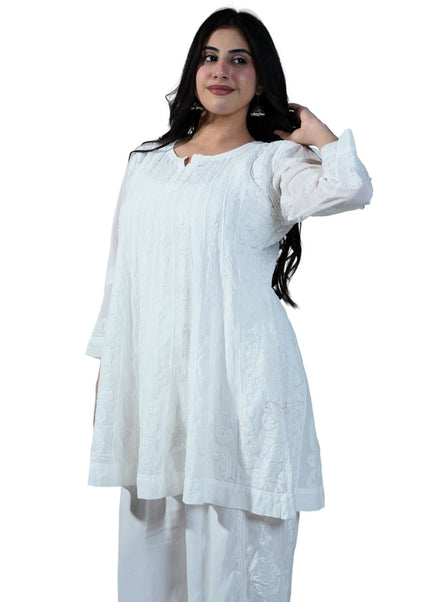 Lucknowi Georgette Fabric Kurti Set