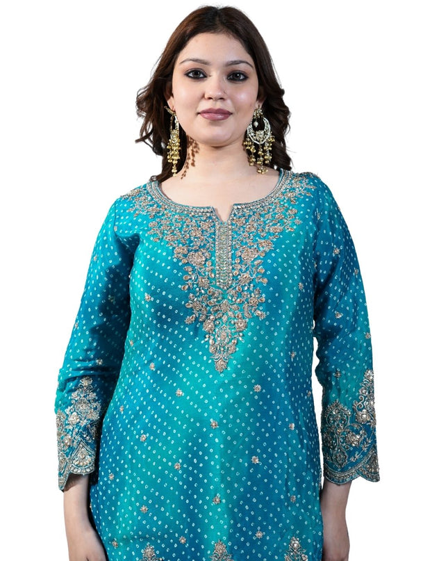 Bandhani Chinon Sharara Suit Set
