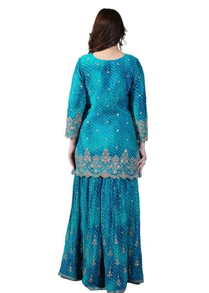 Bandhani Chinon Sharara Suit Set