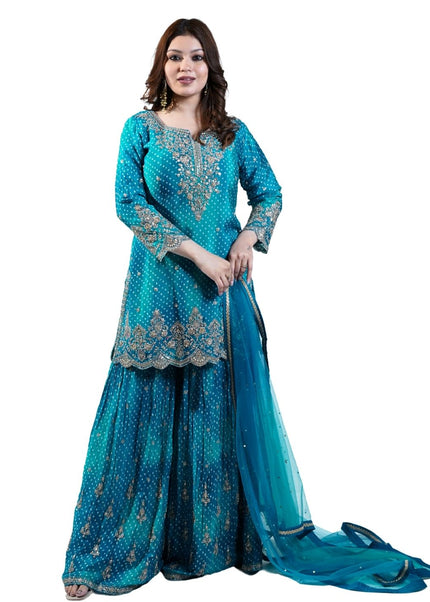 Bandhani Chinon Sharara Suit Set