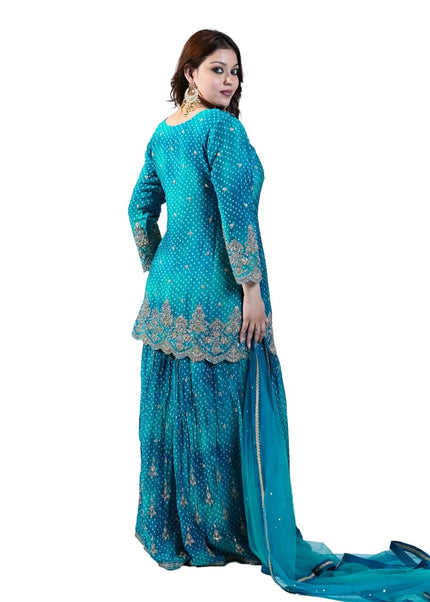 Bandhani Chinon Sharara Suit Set