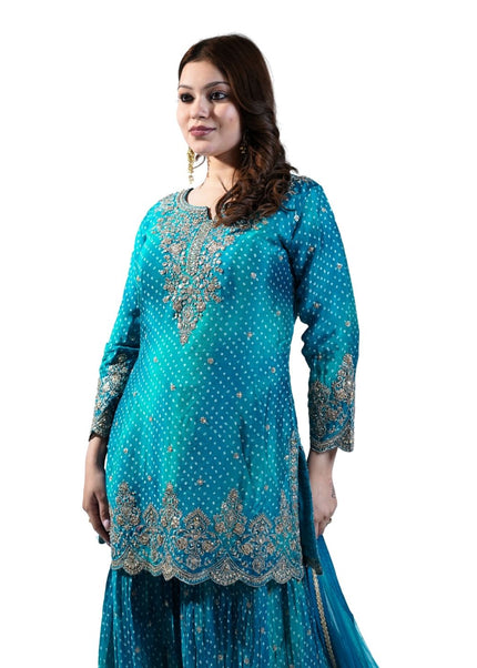 Bandhani Chinon Sharara Suit Set