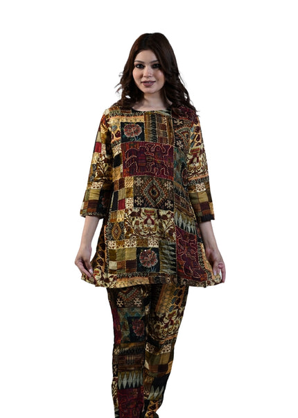 Chanderi Fabric, Embroidered Kantha Coord Set