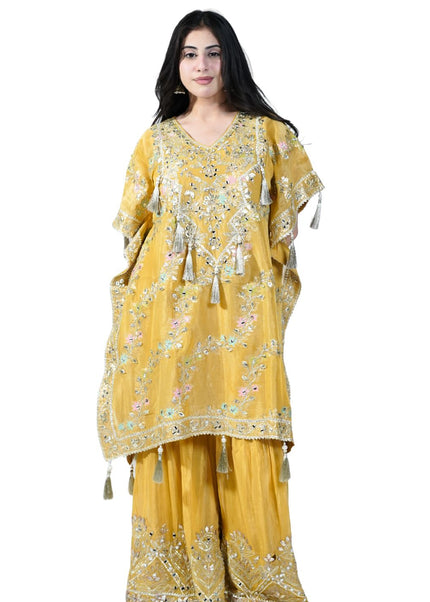 Kaftan made in Banarasi fabric with Garara