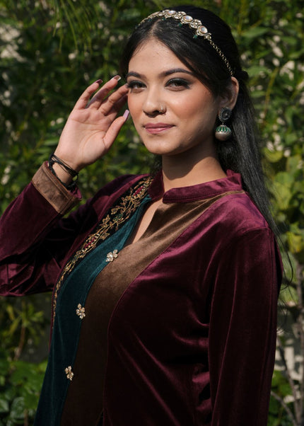 Velvet Fabric, Thread Embroidery, and Handwork