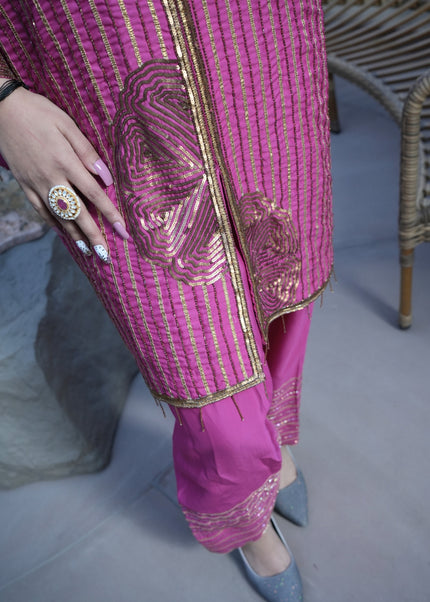 Pure Silk Fabric with Designer Gota Work