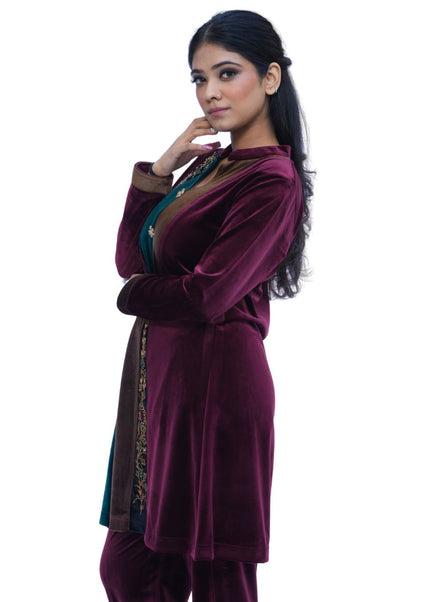 Velvet Fabric, Thread Embroidery, and Handwork