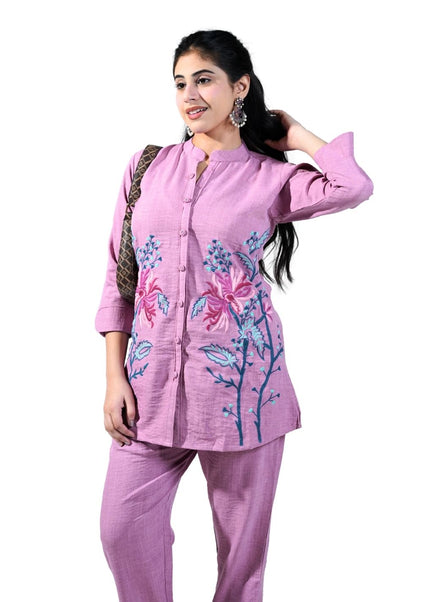 Linen Coordset With Threadwork