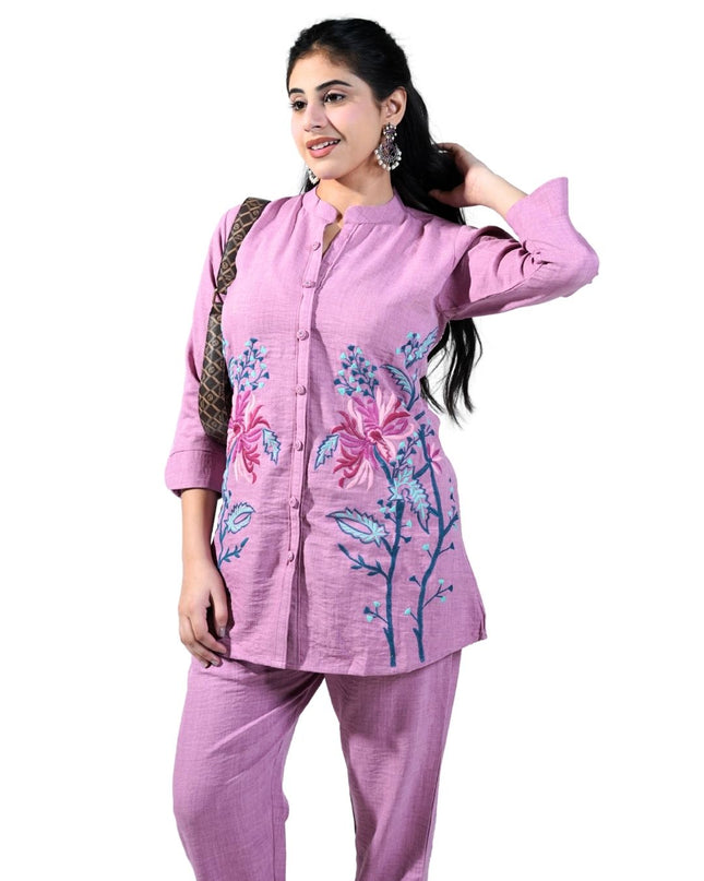 Linen Coordset With Threadwork