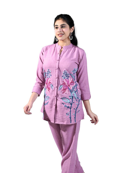 Linen Coordset With Threadwork