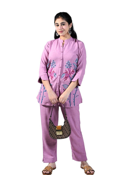 Linen Coordset With Threadwork