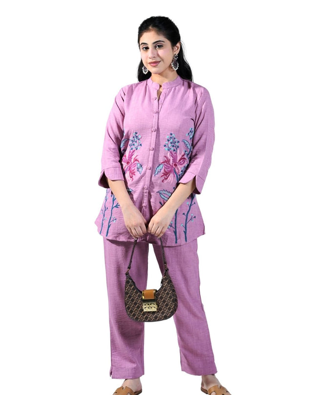 Linen Coordset With Threadwork